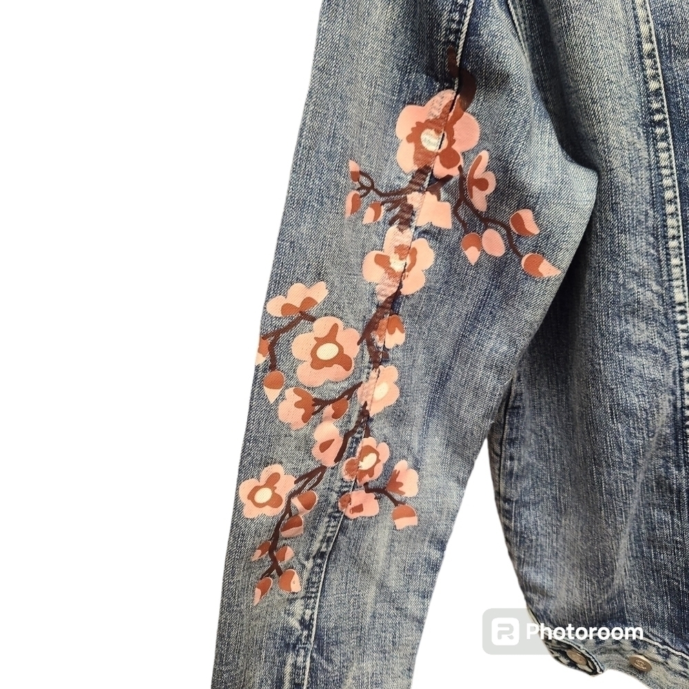 DOPE Floral Denim Jacket Sz.XL - Picture 5 of 6